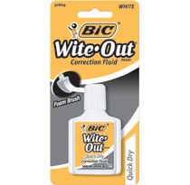 BIC QuickDry WiteOut Correction Fluid with Foam Brush