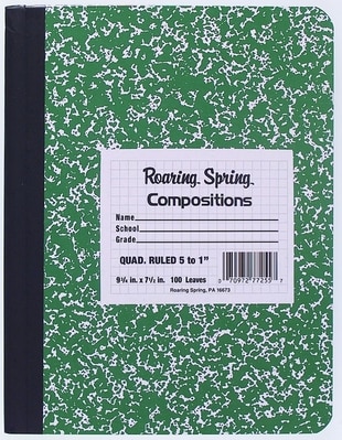 Roaring Spring Hard Cover Composition Book 9.75x7.5 5X5 Graph Ruled 100 Sheets