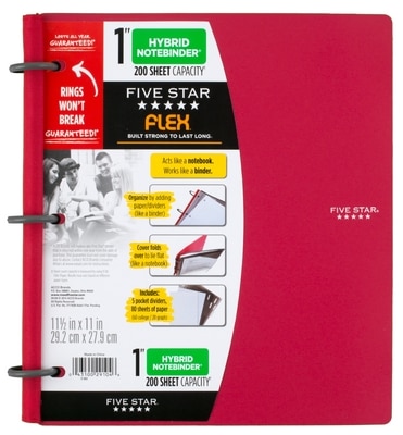 Five Star Flex 1 Hybrid Note Binder Assorted Colors