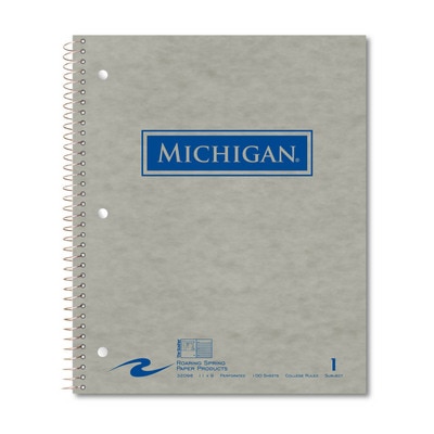 1 sub imprinted notebook.  11x9 College Ruled perfed.  Cover with builtin pocket foil stamped