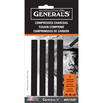 General Pencil Compressed Charcoal Set Black 4Pkg.