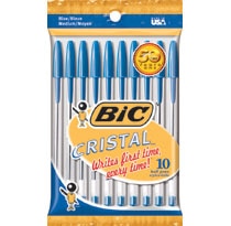 BICCristal Xtra Smooth Ball Pen Medium Point 1.0mm Blue Ink 10 Count