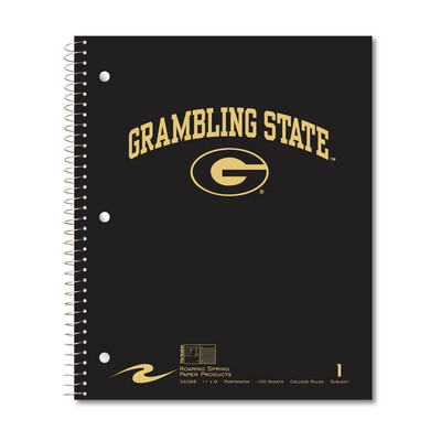 1 sub imprinted notebook.  11x9 College Ruled perfed.  Cover with builtin pocket foil stamped