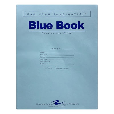 Roaring Spring Blue Exam Book 11 x 8.5 6 Sheets