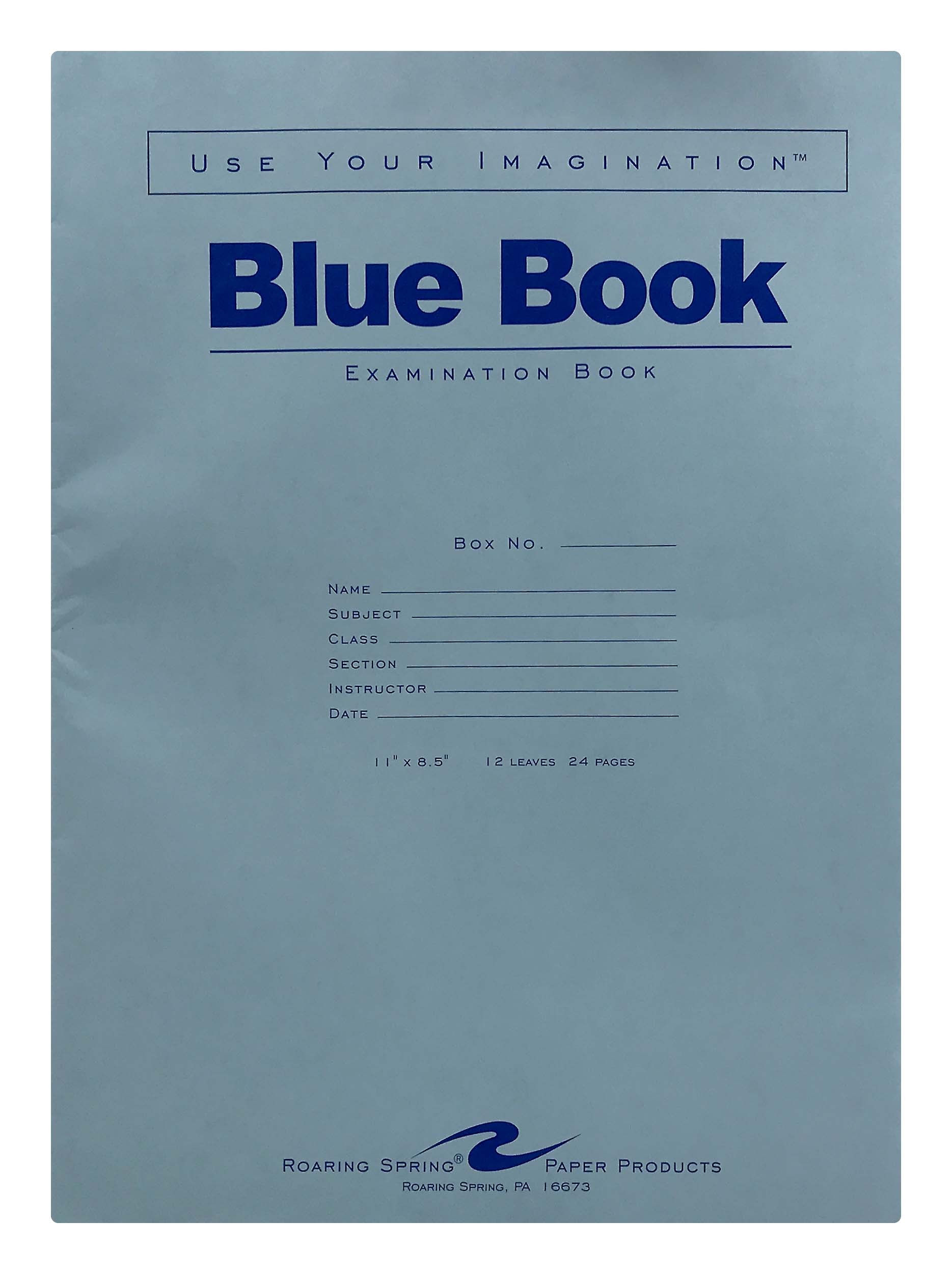 Roaring Spring Blue Exam Book 11 x 8.5 12 Sheets