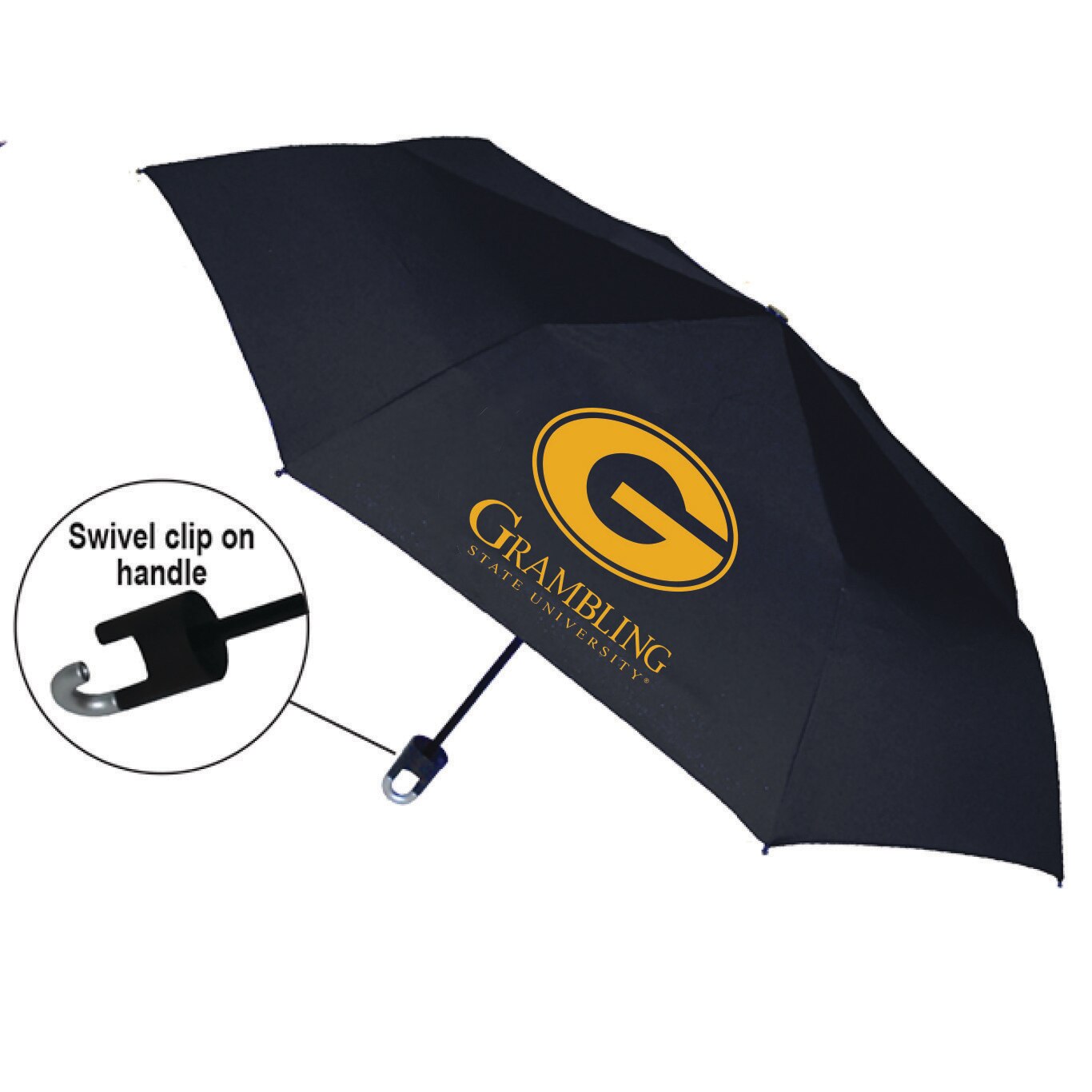 "Storm Clip" Mini Folding Emblematic Solid Umbrella 42" Coverage