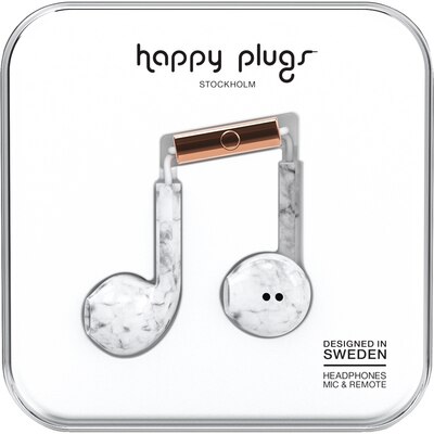 Happy Plugs White Marble Earbud Plus