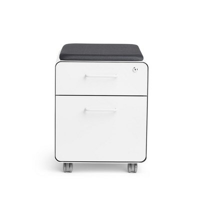 White Mini Stow 2-Drawer File Cabinet, Rolling