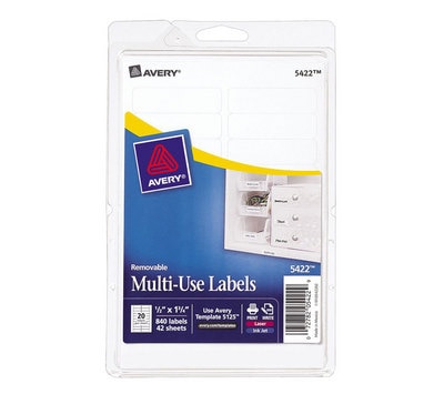 Avery White Removeable Rectangle Label