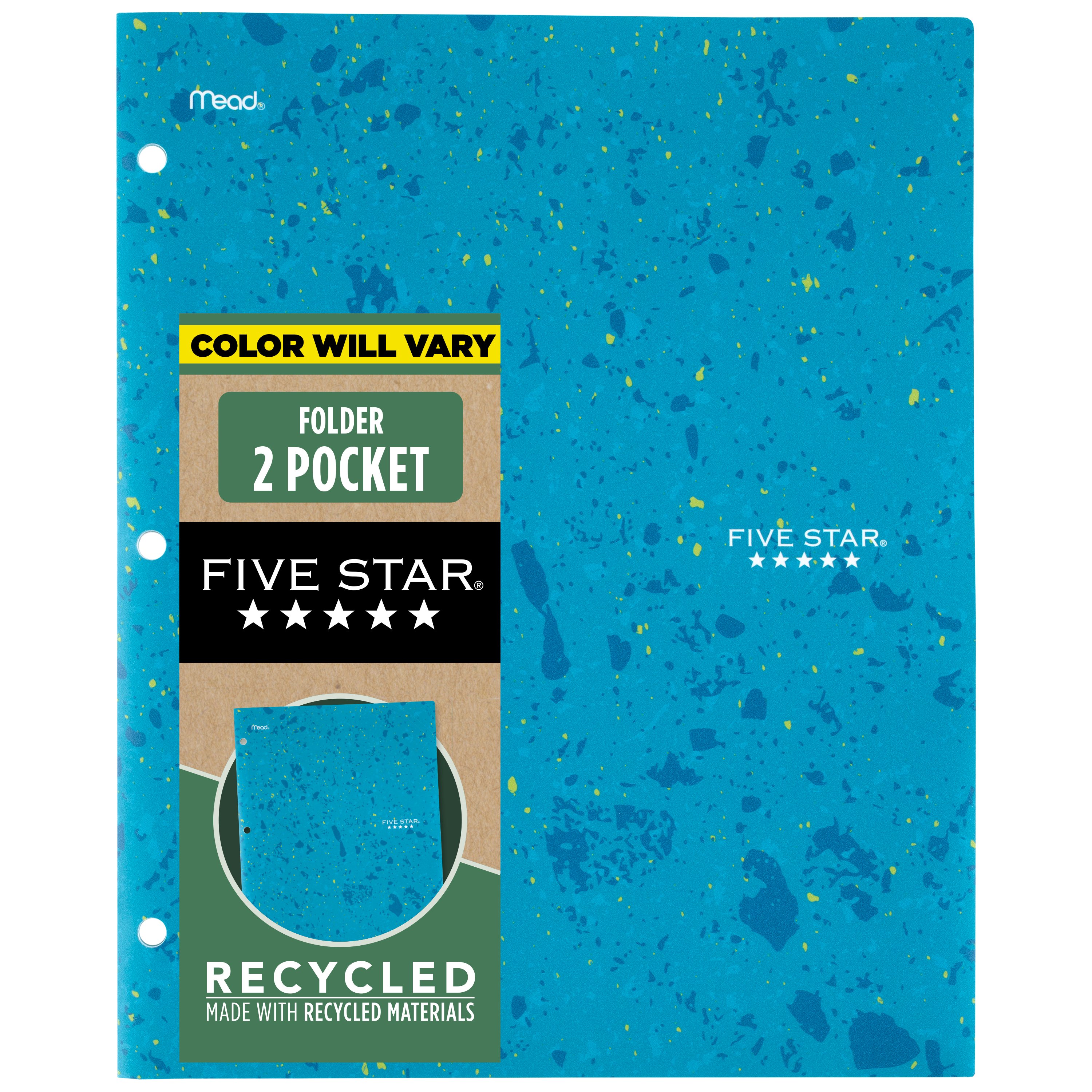Five Star(R) Recycled 2-Pocket Folder Color Chosen For You