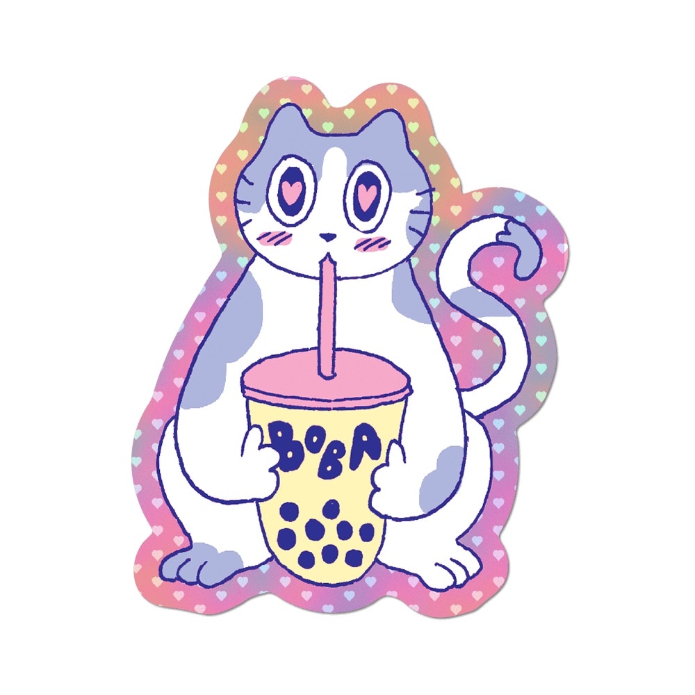 Boba Cat Die Cut Sticker