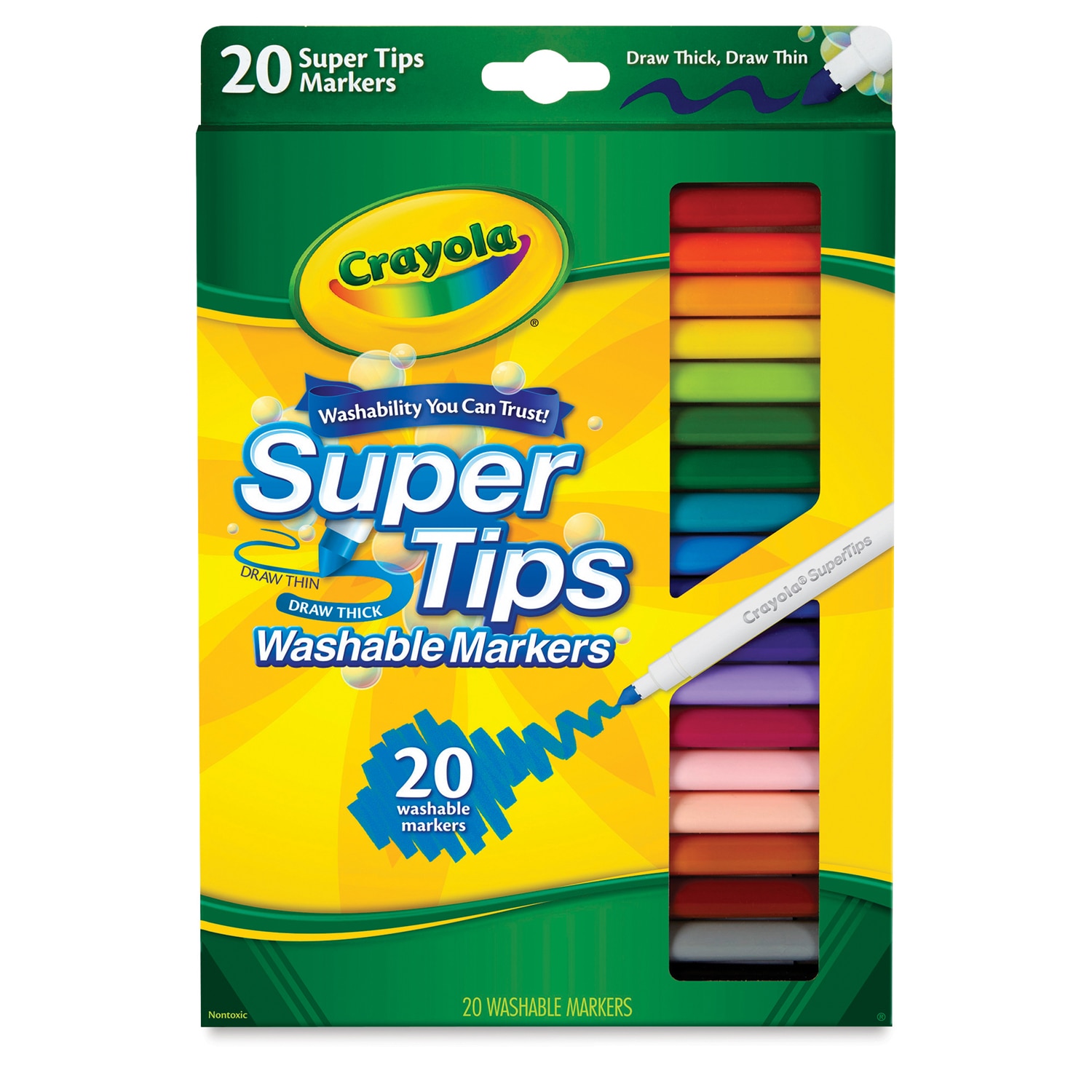 Crayola Super Tips Washable Marker Set - Assorted Colors Fine Line Set of 20