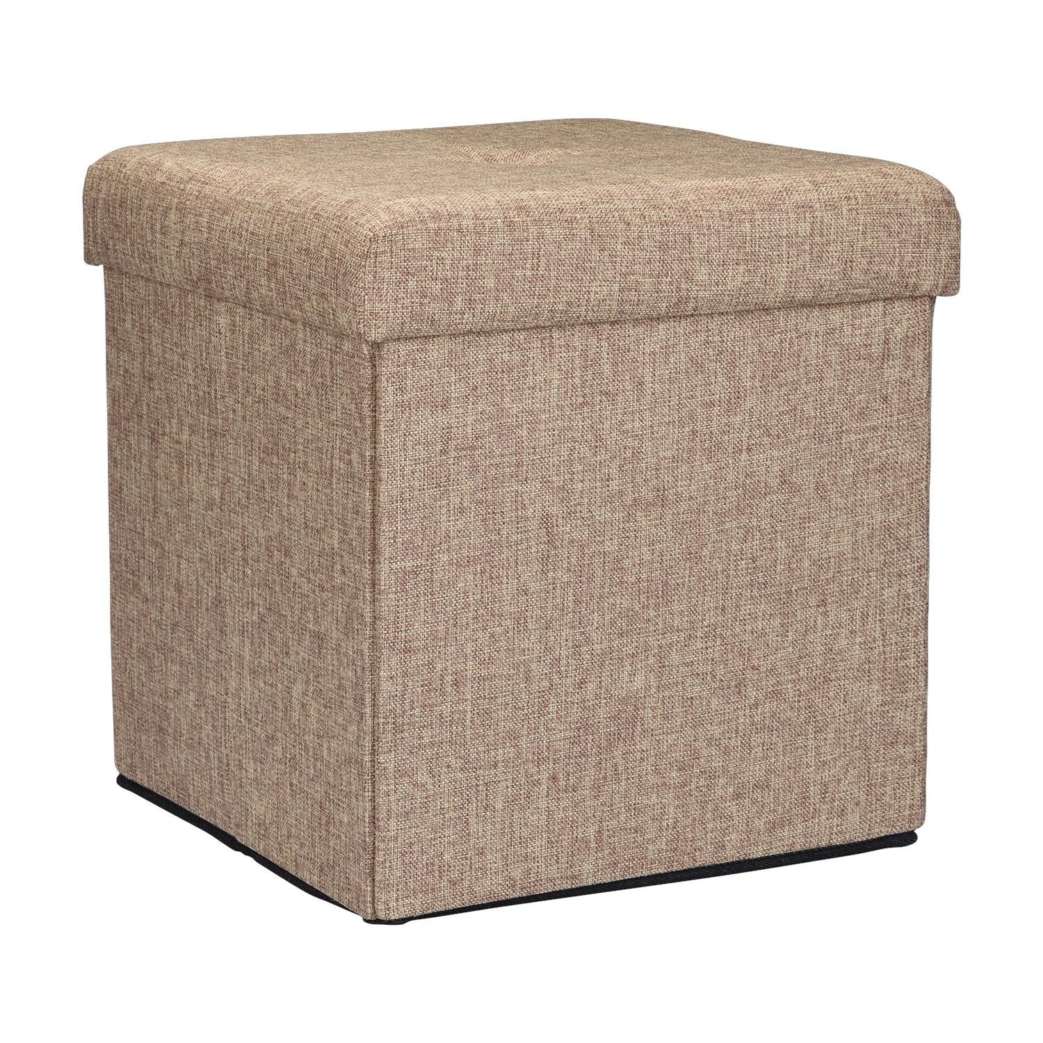 Simplify Faux Linen Folding Storage Ottoman Cube in Natural