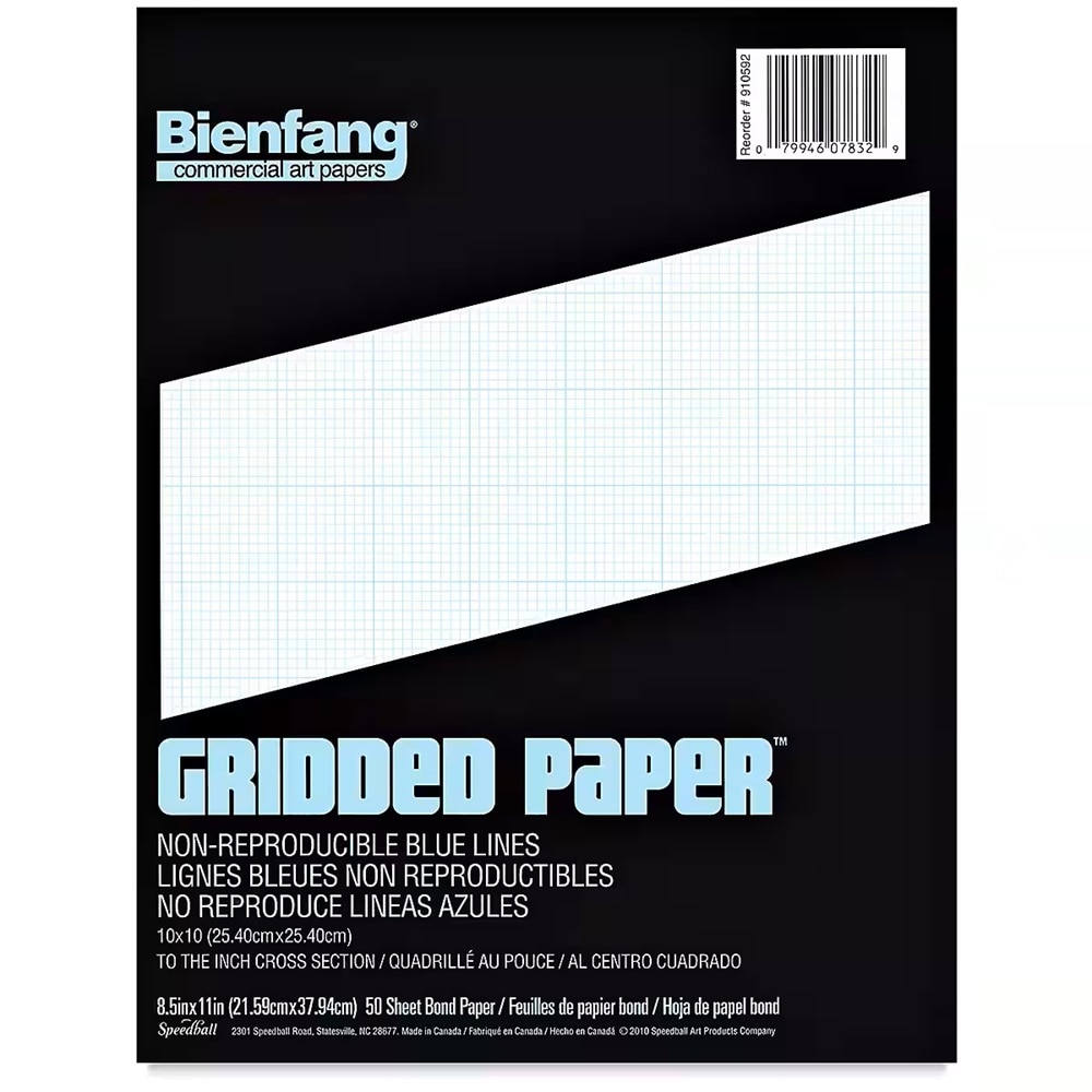 Bienfang Designer Grid Paper Pad, 50 Sheets,,  10" x 10" Grid, 8.5" x 11"