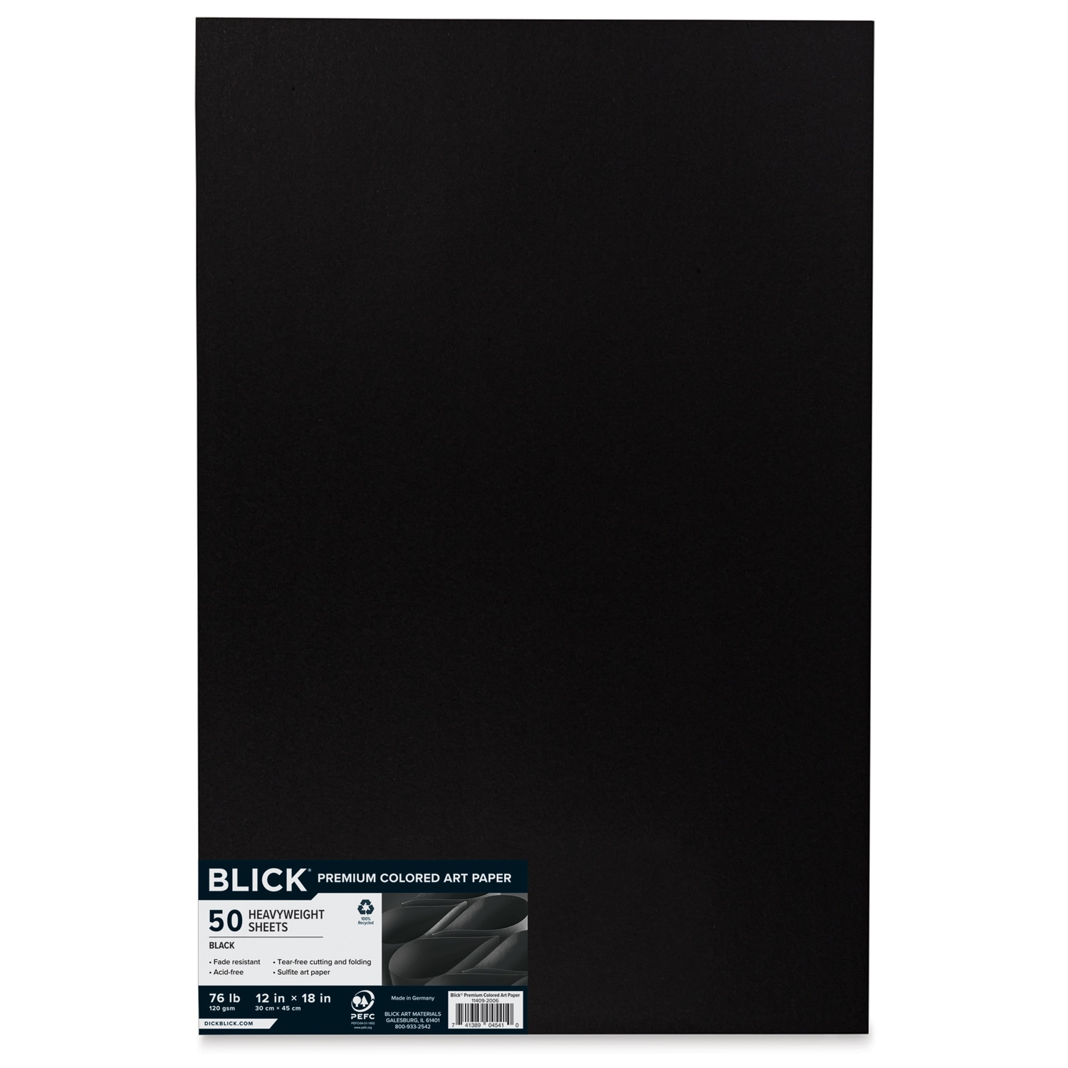 Blick Premium Colored Art Paper - 12" x 18" Black 50 Sheets