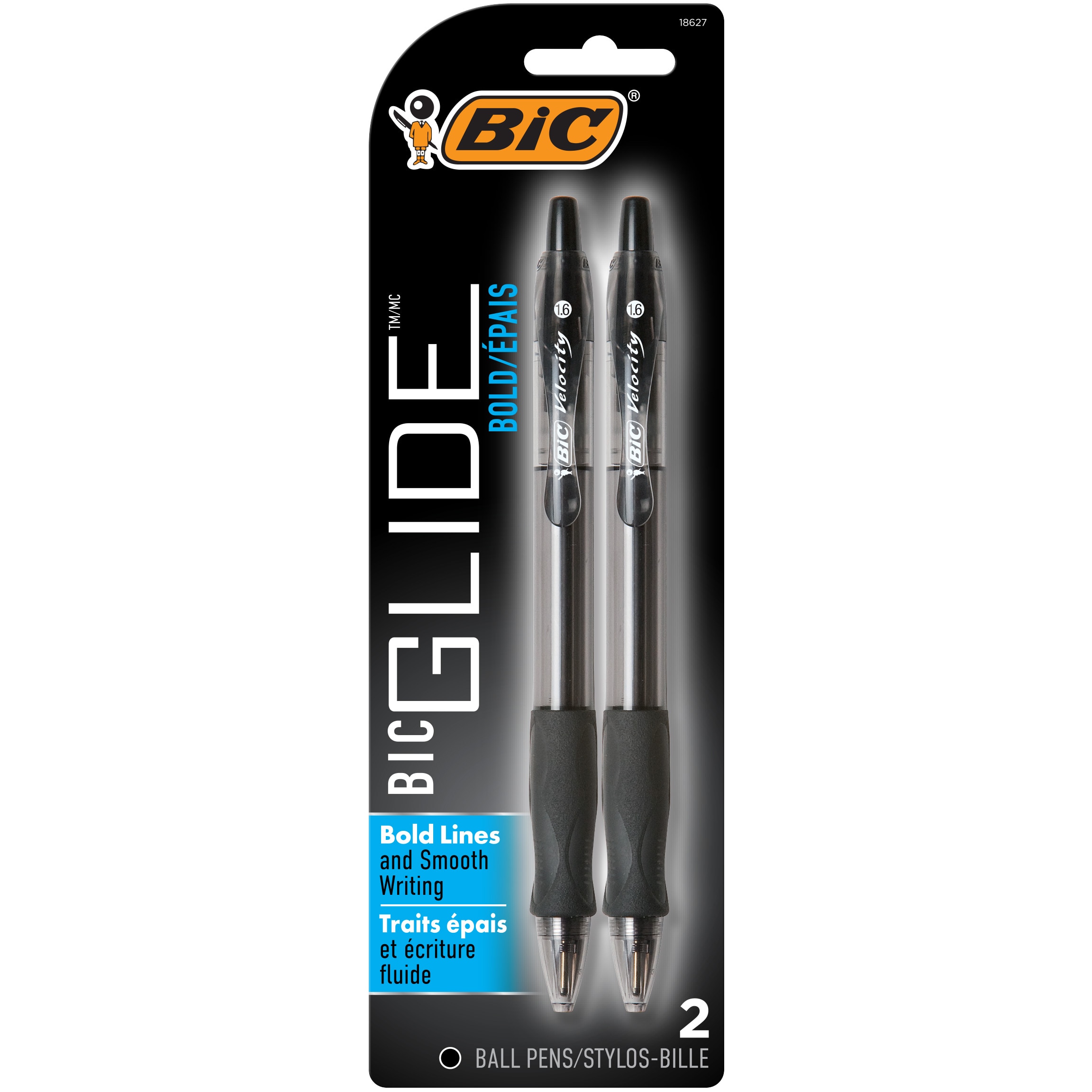 Velocity Ballpoint Pen 1.6Mm 2Pk Black