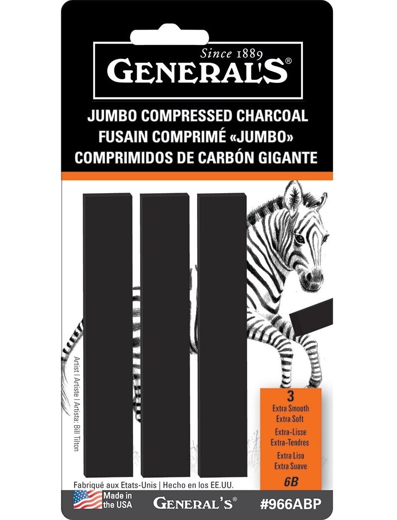 General Pencil Jumbo Compressed Charcoal Set, 6B