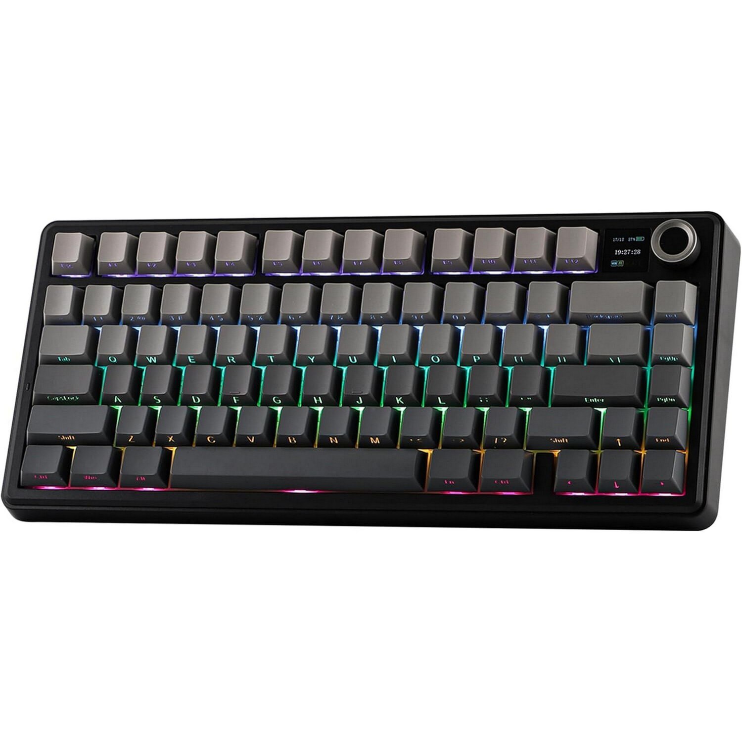 AULA F75 Max Wireless Mechanical Keyboard-TFT Smart Screen-Tri-Mode Connect-Creamy Hot Swap Keys-RGB Backlit-Media Knob-75% Layout-Black Gradient