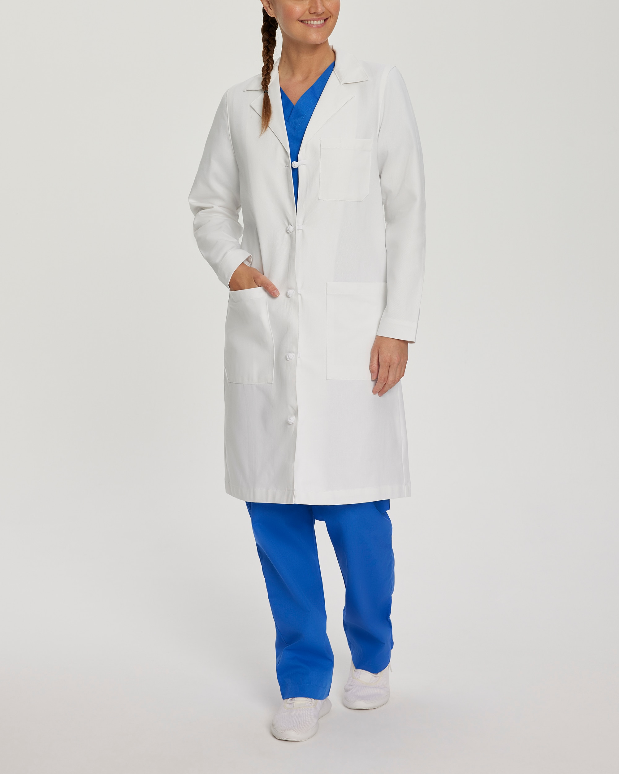 Women'S Knot Button Lab Coat