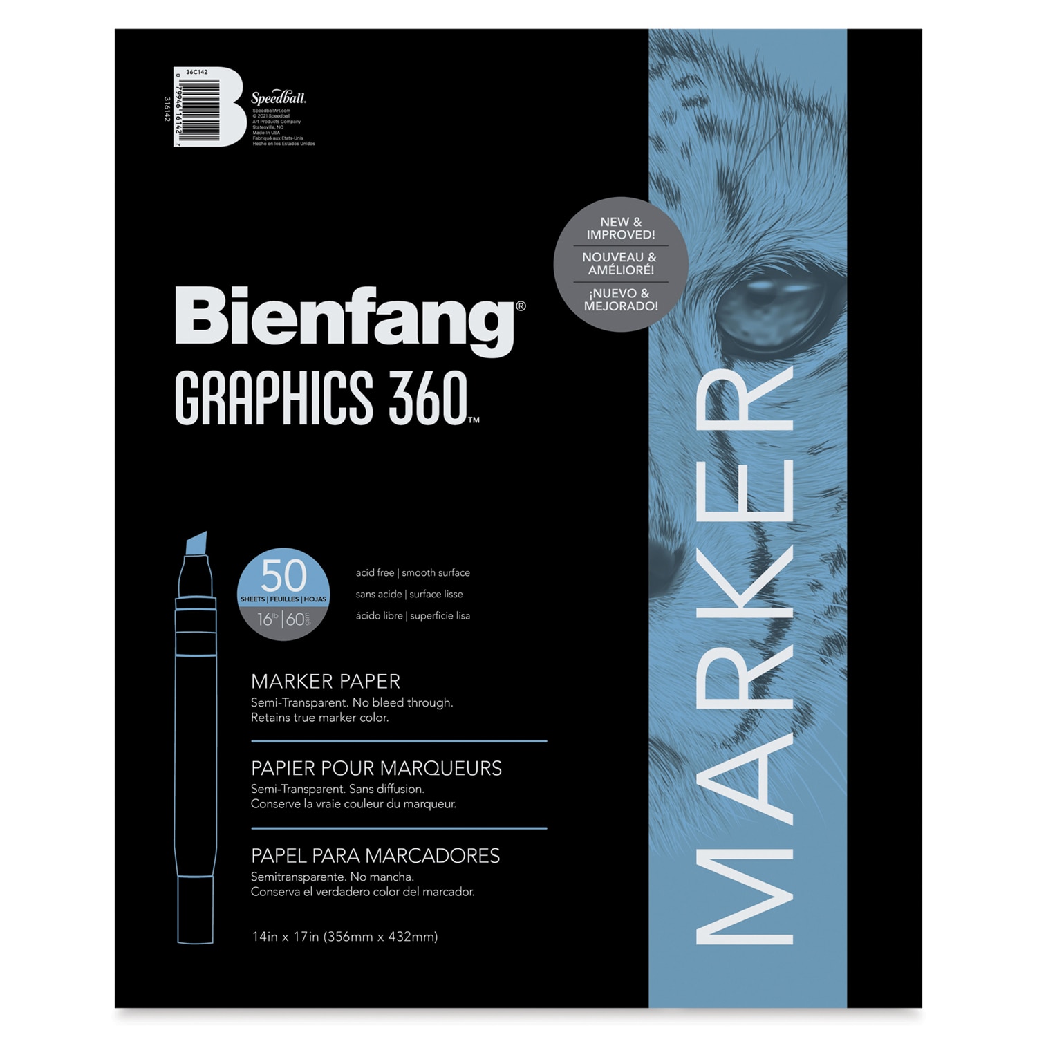 Bienfang Graphics 360 Marker Paper - 14" x 17" 50 Sheets