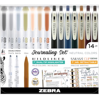 Journaling Set Mildliner & Sarasa Neutral Vintage 14pk