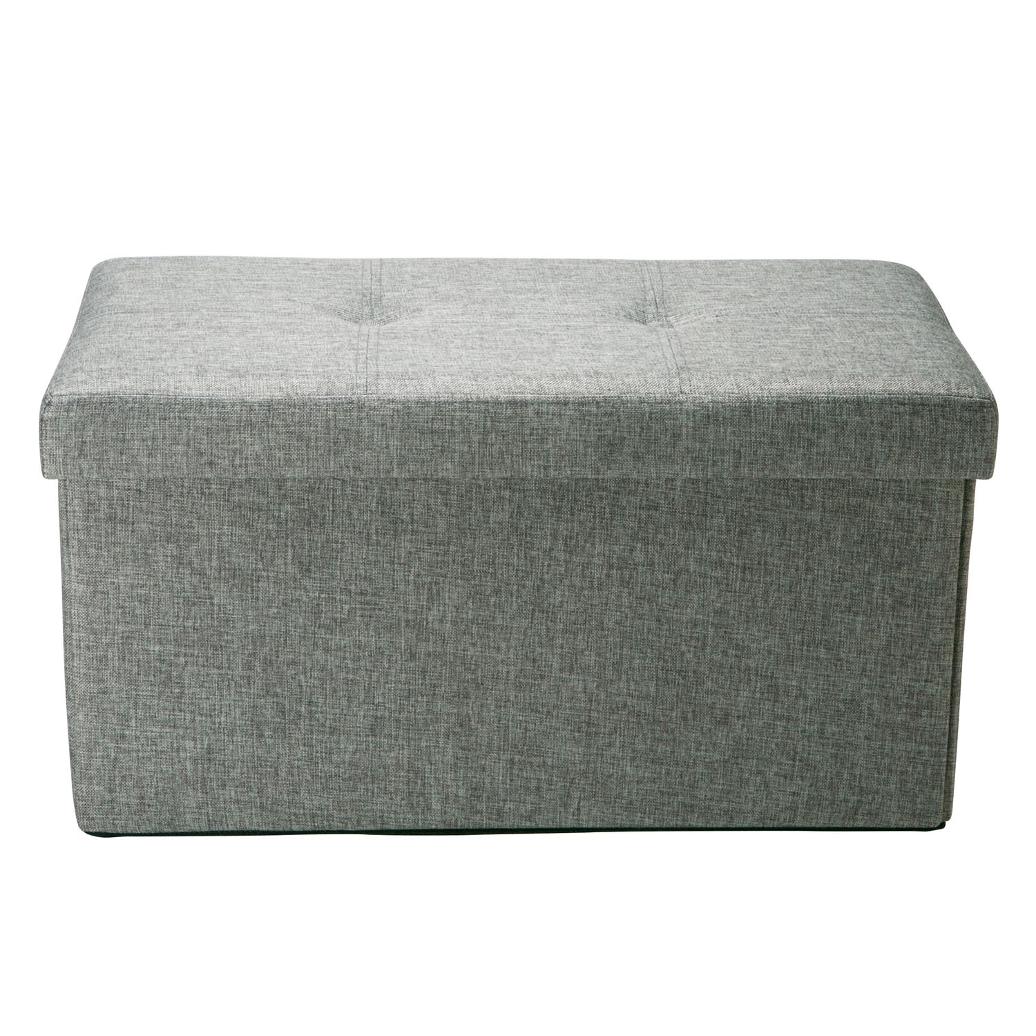 Simplify Faux Linen Double Folding Storage Ottoman