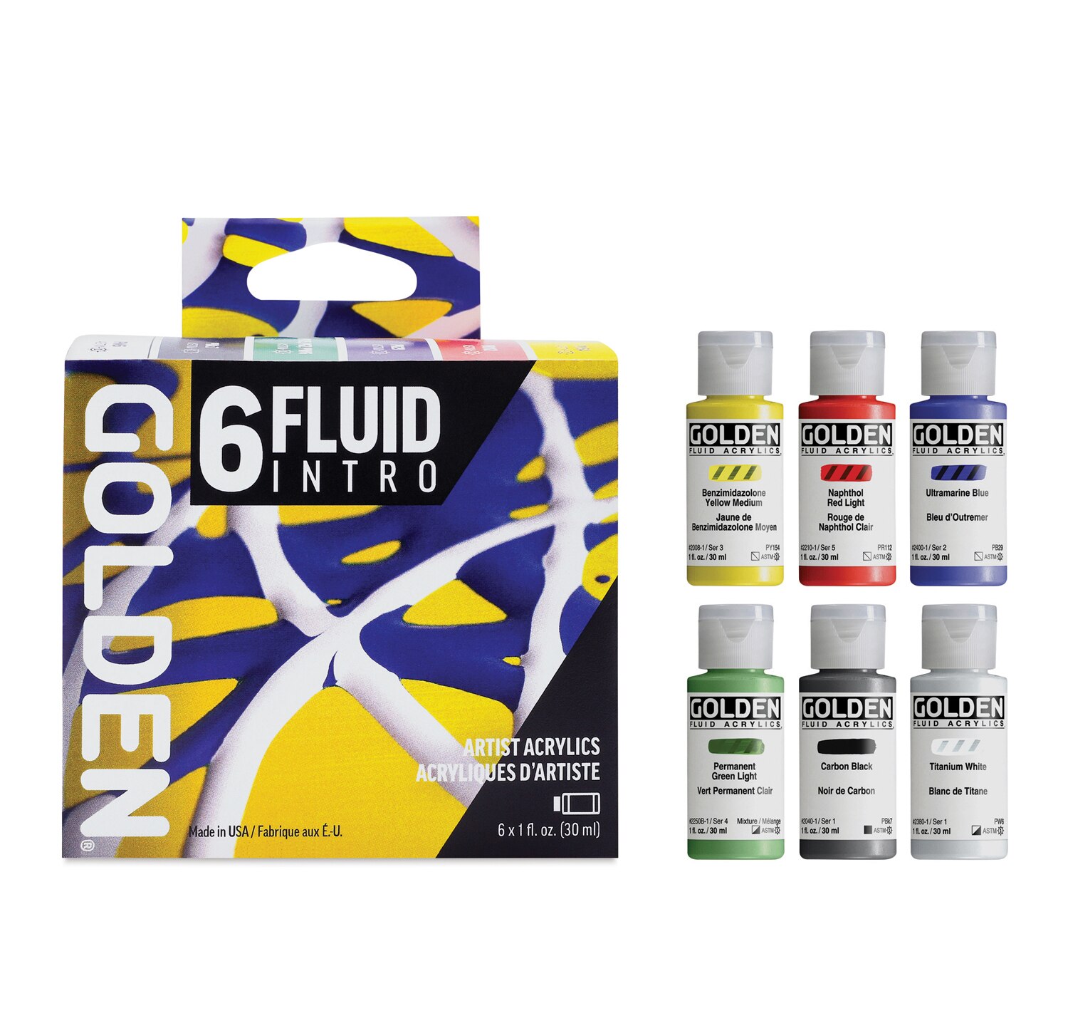 Golden Fluid Acrylics - Intro Colors Set of 6 30 ml