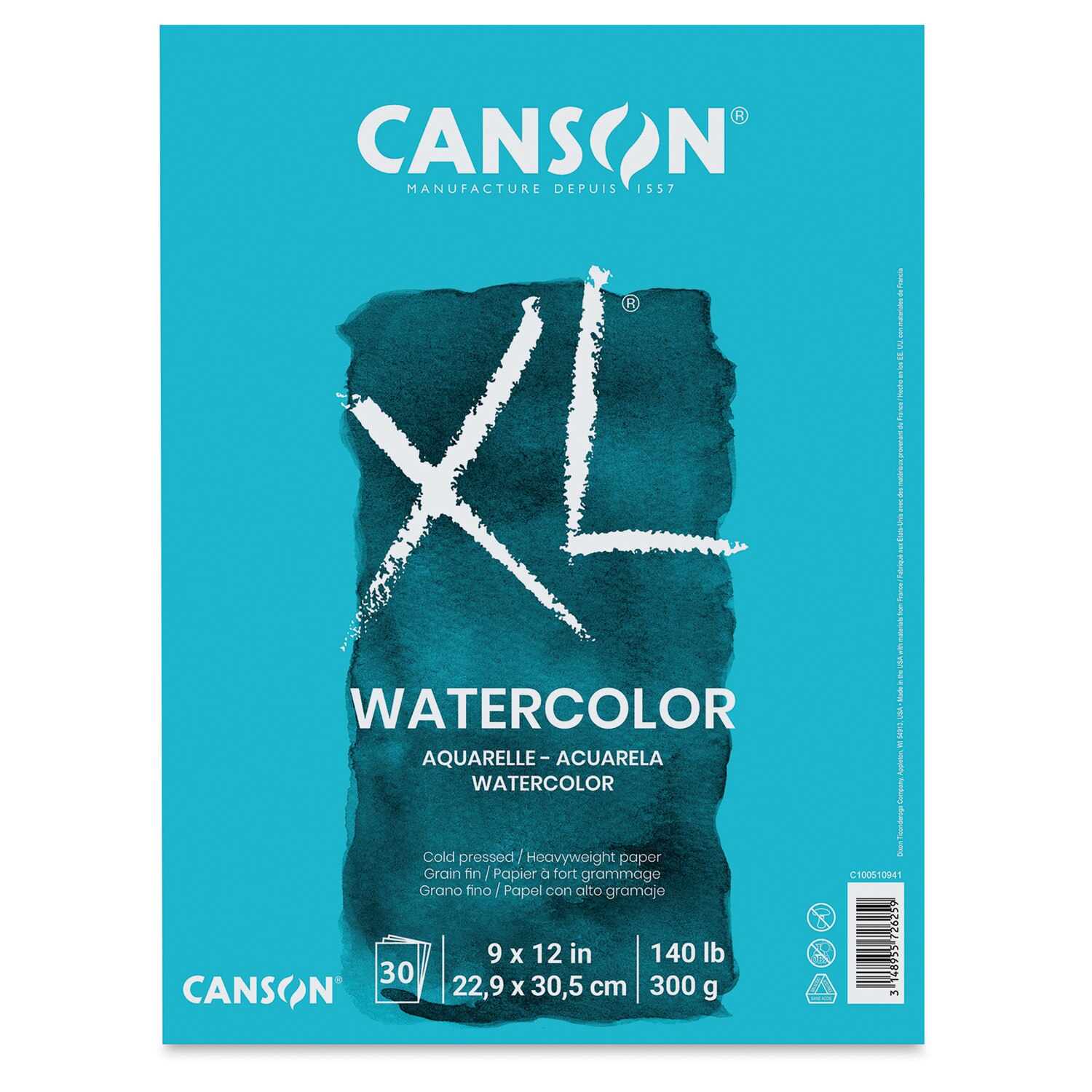 Canson XL Watercolor Pad, 30 Sheets, 9" x 12"