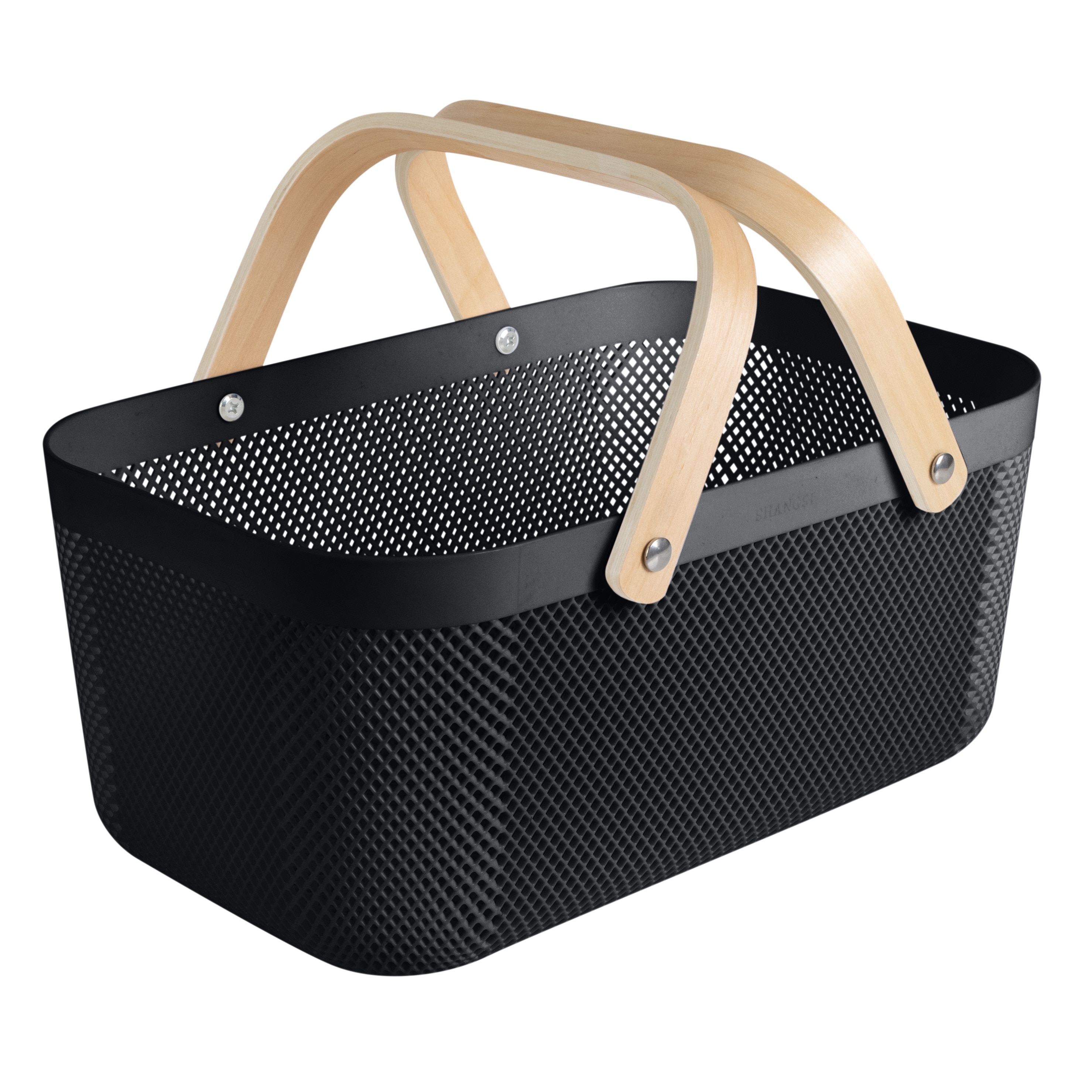 Simplify Large Mesh Plastic Basket with Wooden Handle