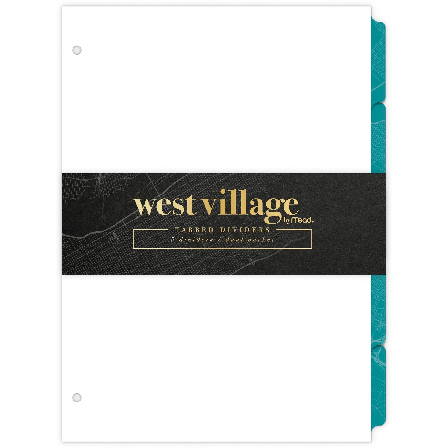West Village by Mead Tabbed Dividers + Dual Pocket Large 8" x 10 3/4" 5 Pack