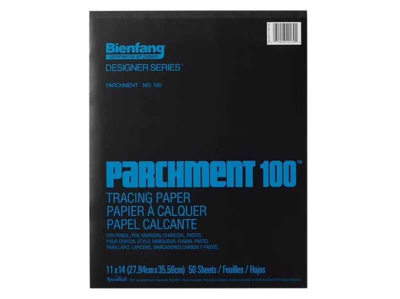 Bienfang Parchment 100 Tracing Paper Pad, 50 Sheets, 9" x 12"