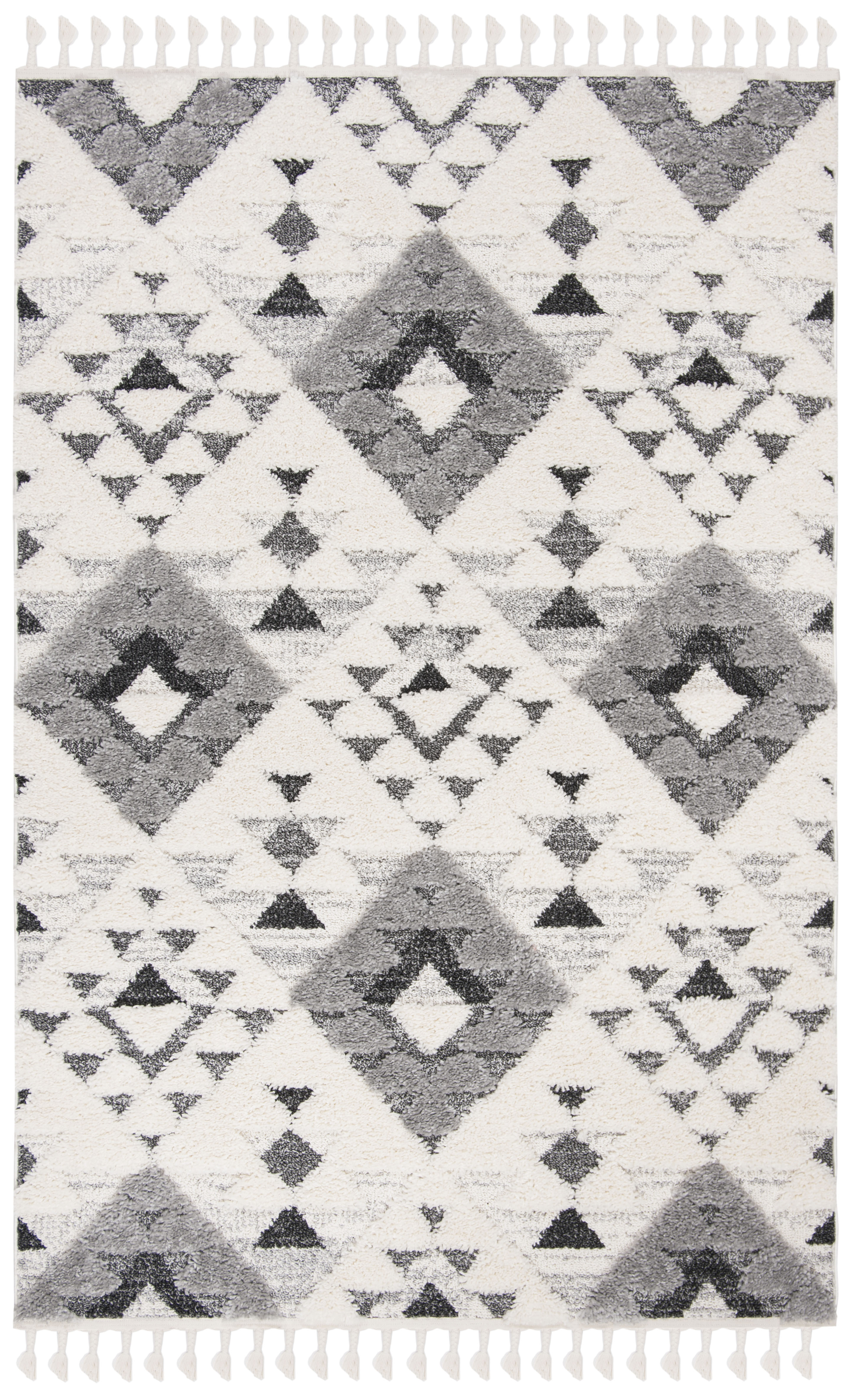 Safavieh Moroccan Tassel Shag Ivory/Grey Area Rug