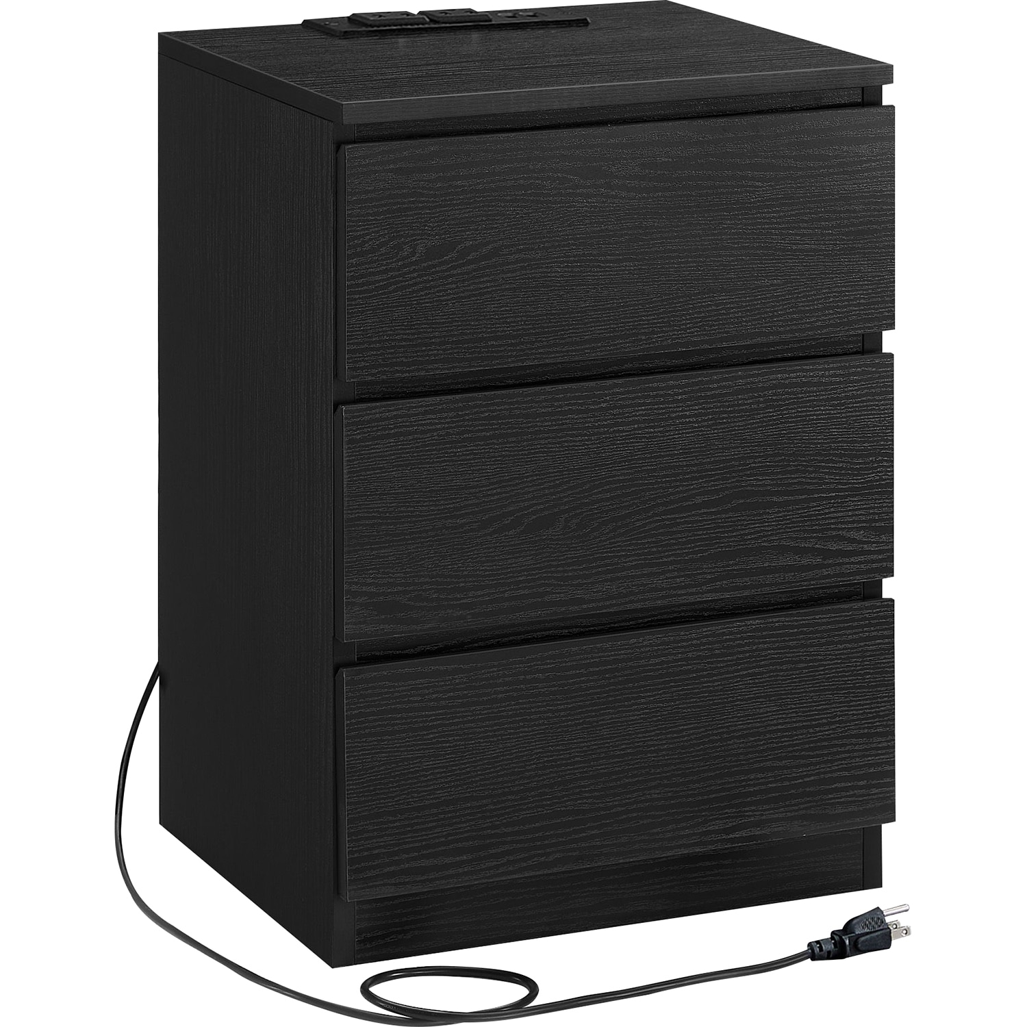 SONGMICS Nightstand with Charger-Black