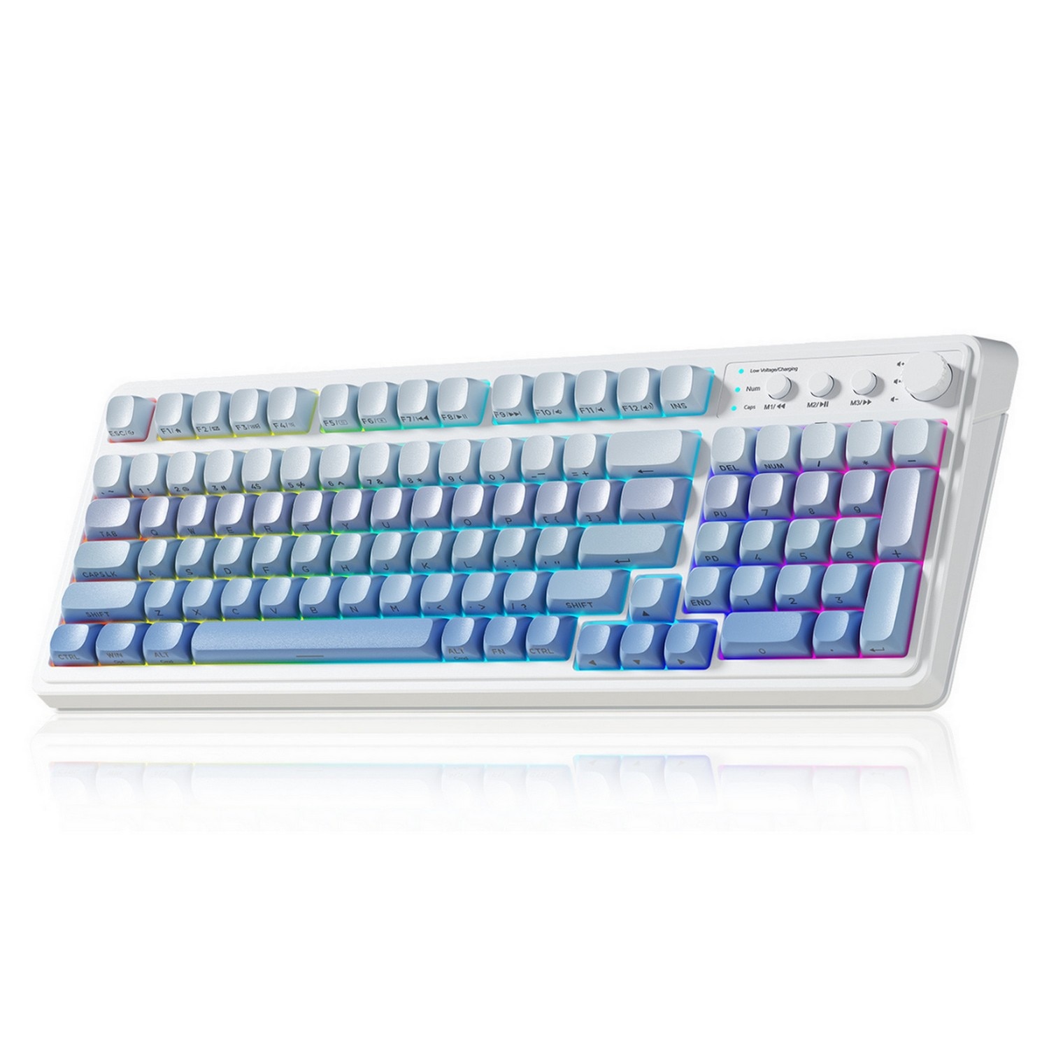 AULA S99 Wirelesss Gaming Membrane Keyboard- Tri-Mode BT5.0/2.4GHz/USB-C Creamy Switches-Num Pad-RGB Backlit- Media Knob-Custom Programable