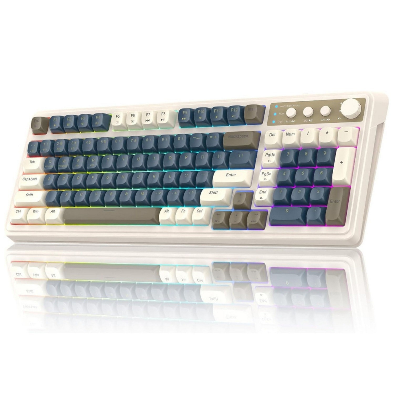 AULA S99 Wirelesss Gaming Membrane Keyboard- Tri-Mode BT5.0/2.4GHz/USB-C Creamy Switches-Num Pad-RGB Backlit- Media Knob-Custom Programable