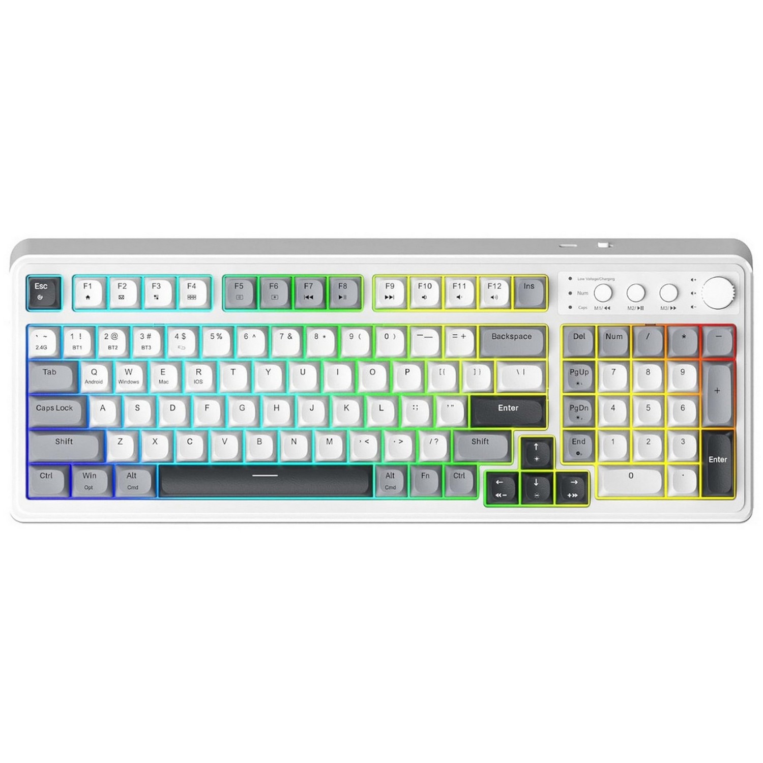 AULA S99 Wirelesss Gaming Membrane Keyboard- Tri-Mode BT5.0/2.4GHz/USB-C Creamy Switches-Num Pad-RGB Backlit- Media Knob-Custom Programable