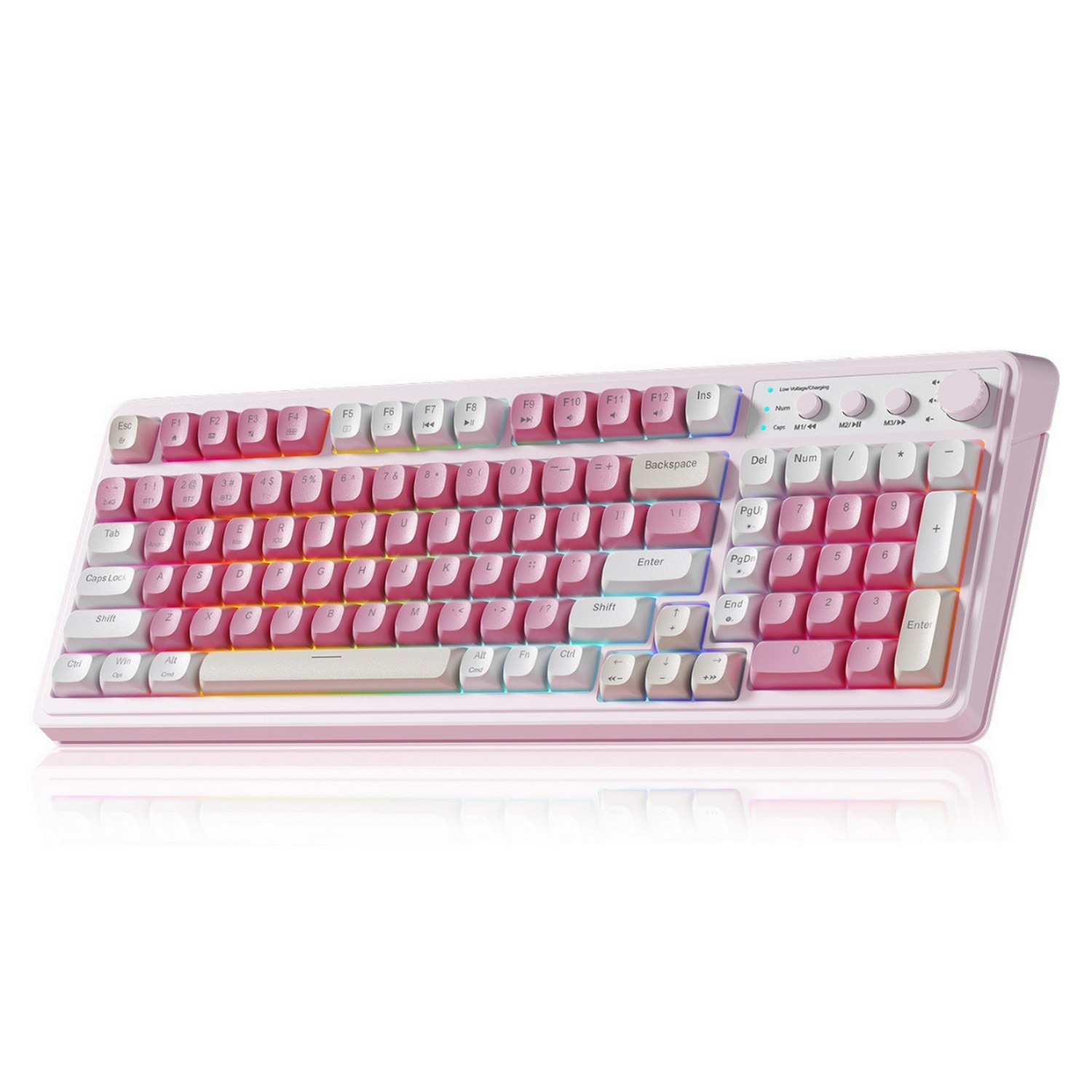 AULA S99 Wirelesss Gaming Membrane Keyboard- Tri-Mode BT5.0/2.4GHz/USB-C Creamy Switches-Num Pad-RGB Backlit- Media Knob-Custom Programable