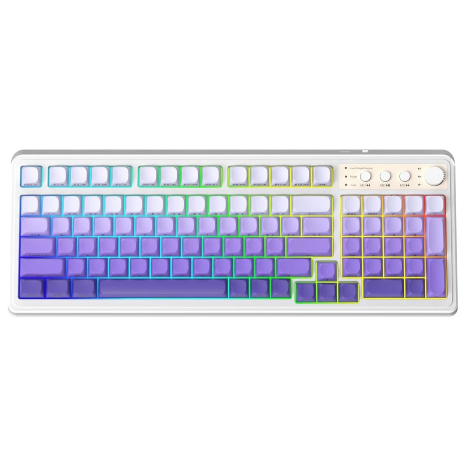 AULA S99 Wirelesss Gaming Membrane Keyboard- Tri-Mode BT5.0/2.4GHz/USB-C Creamy Switches-Num Pad-RGB Backlit- Media Knob-Custom Programable
