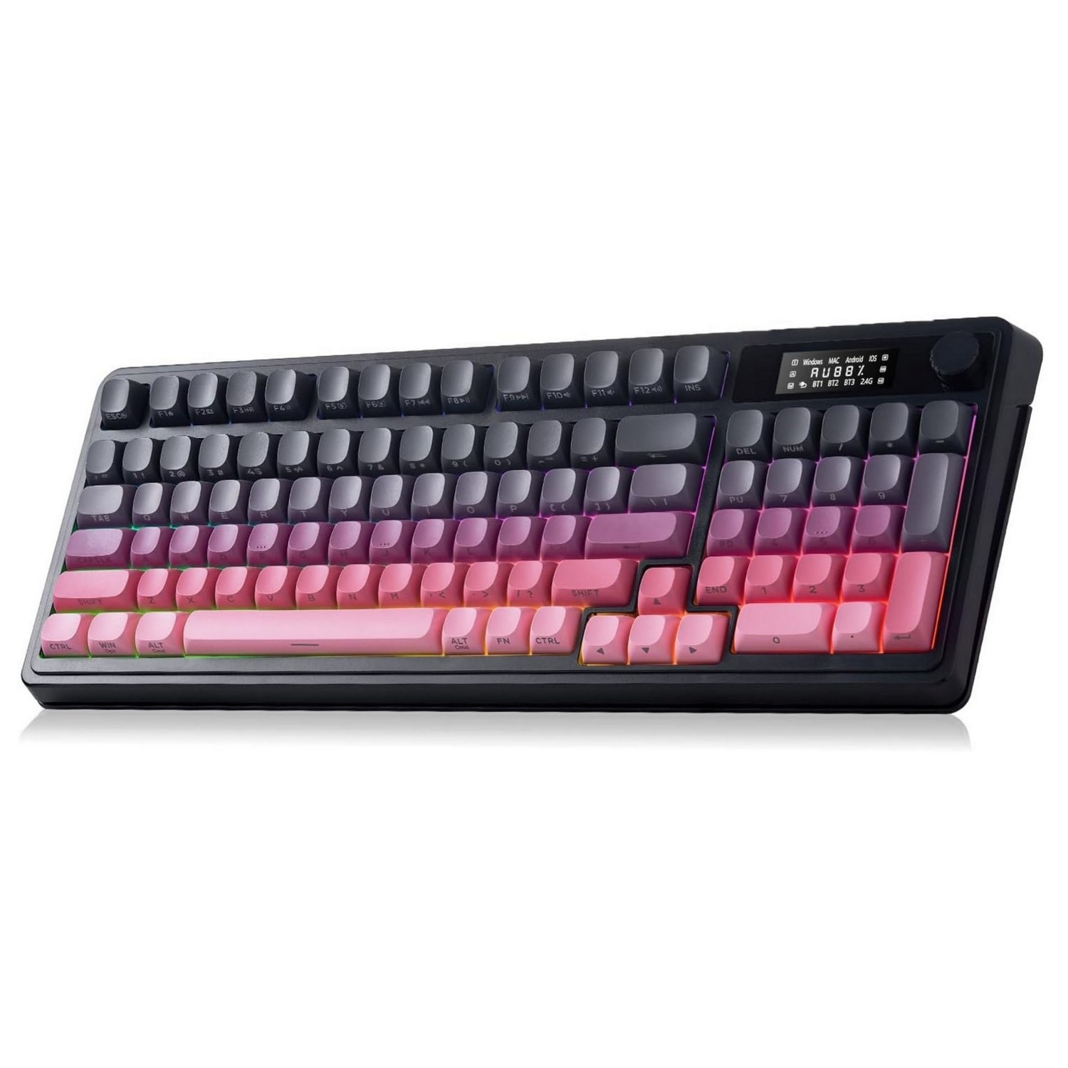AULA S99 Pro Wireless Gaming Membrane Creamy Keyboard-Number Pad-Smart Screen-Tri-Mode Connect BT5.0/2.4G/USB-C-Media Knob-Custom RGB Backlit