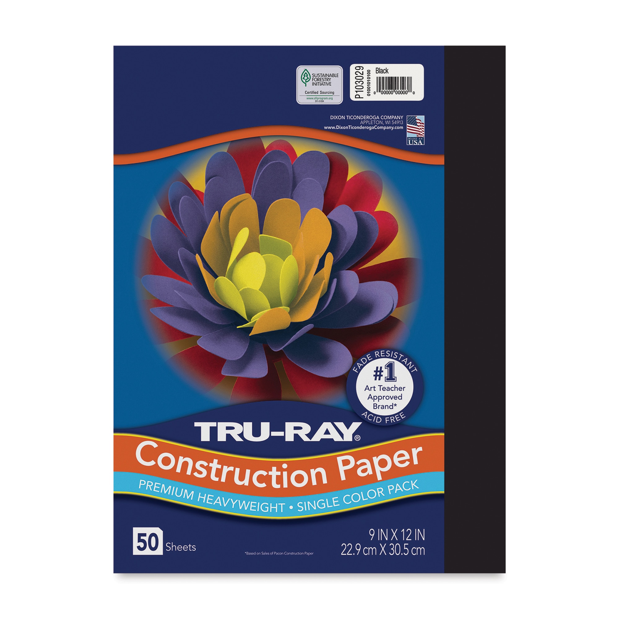 Pacon Tru-Ray Construction Paper - 9" x 12" Black 50 Sheets