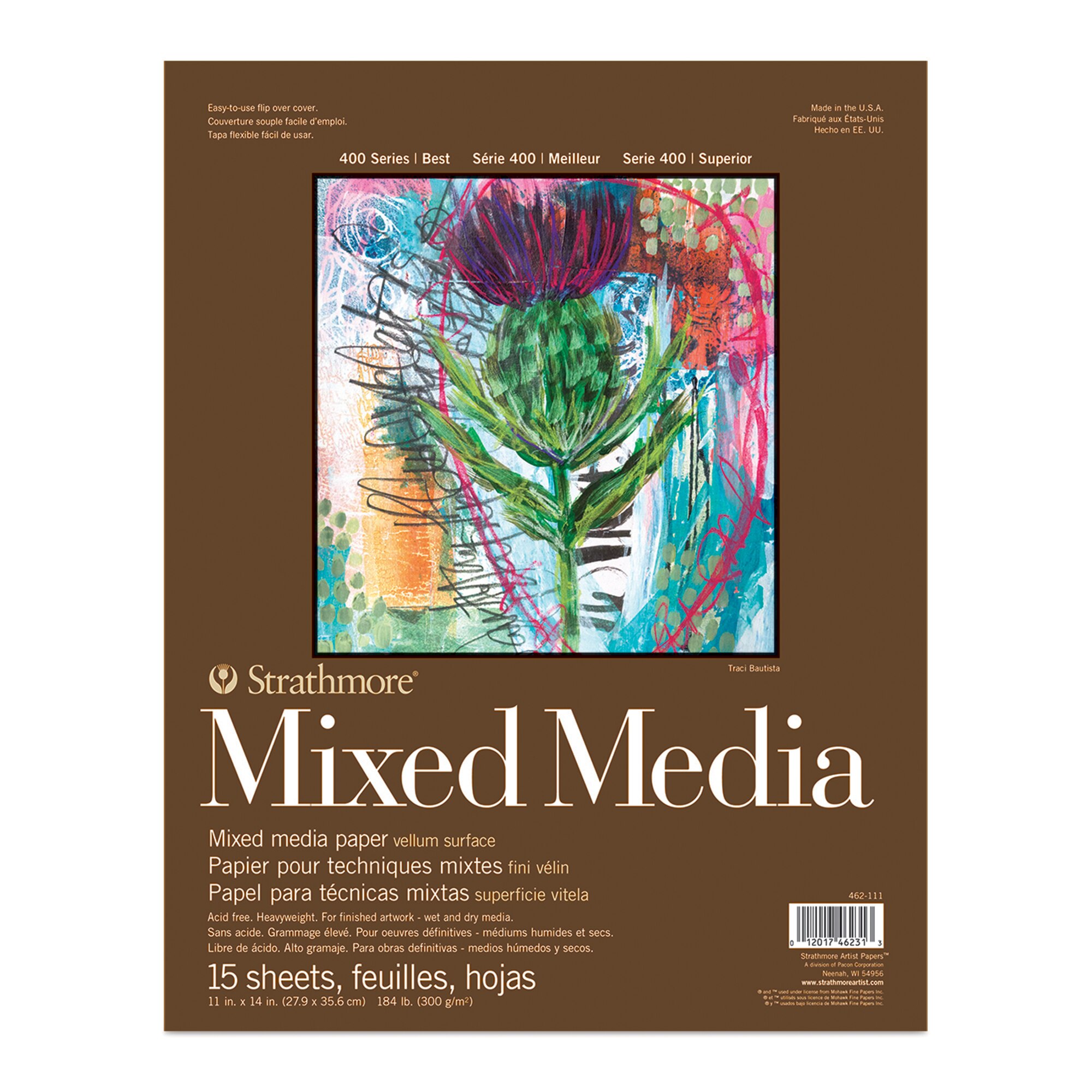 Strathmore Mixed Media Paper Pad, 400 Series, 11" x 14", 15 Sheets