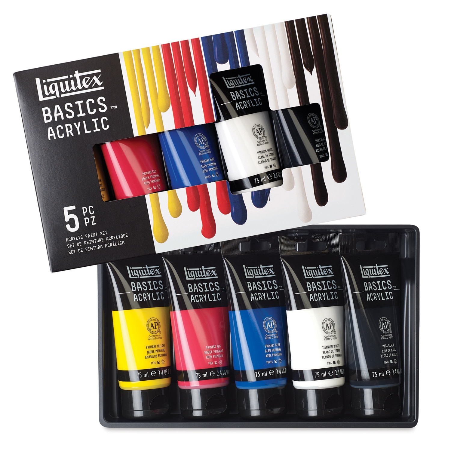 Liquitex Basics Acrylic Paints - Set of 5 Assorted Colors 75 ml