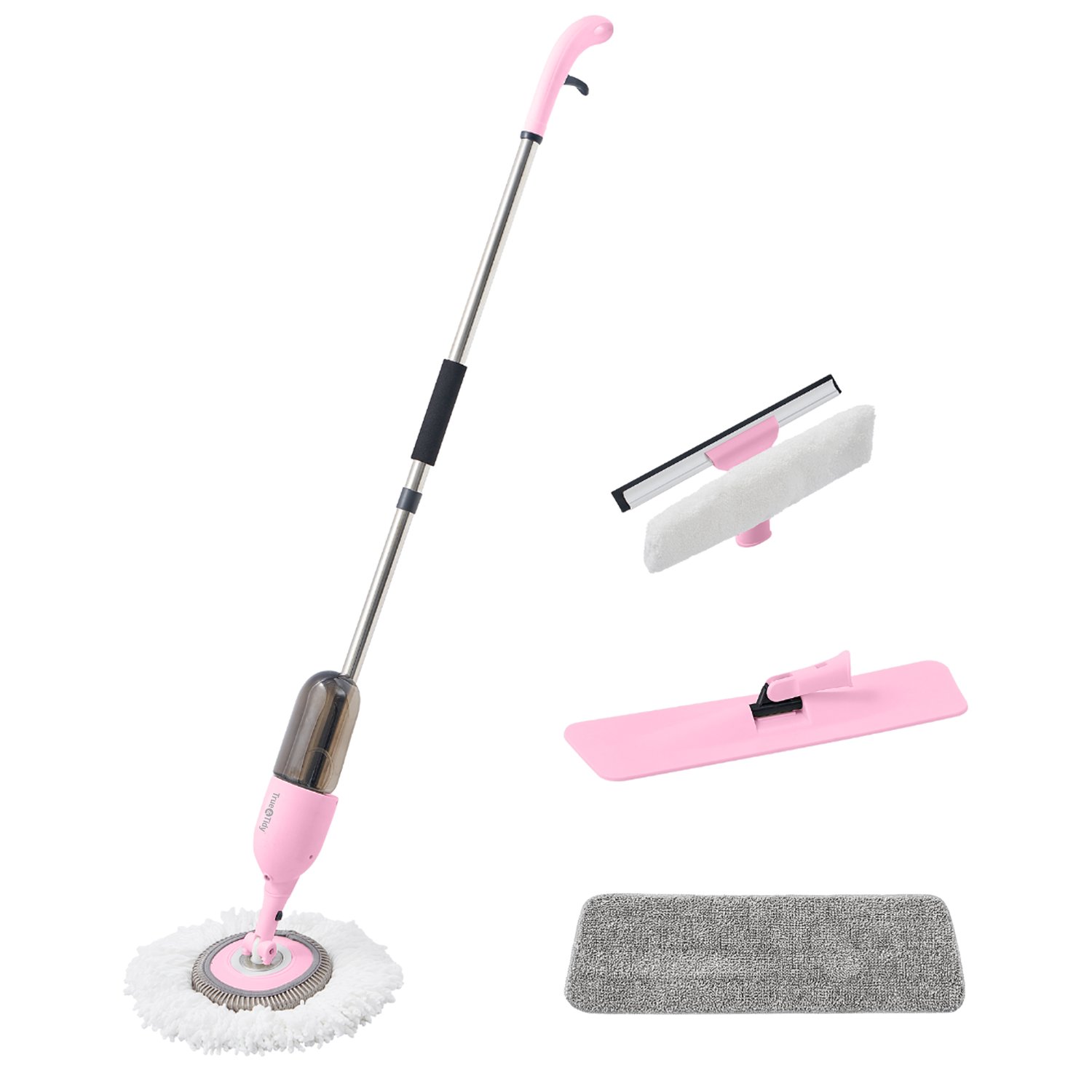 Clean Everywhere Spray Mop Kit with 360-Degree Swivel Head and Window Squeegee