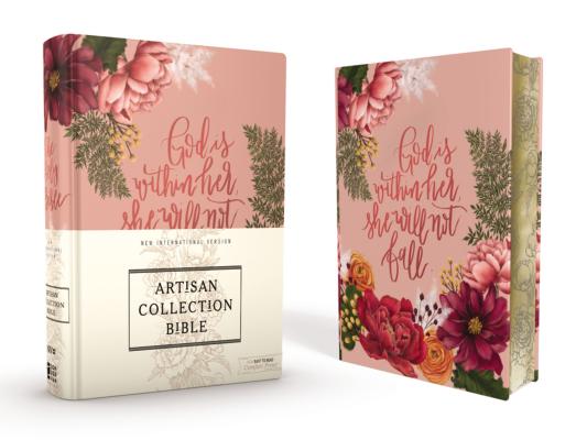 Niv  Artisan Collection Bible  Cloth Over Board  Pink Floral  Designed Edges Under Gilding  Red Letter Edition  Comfort Print