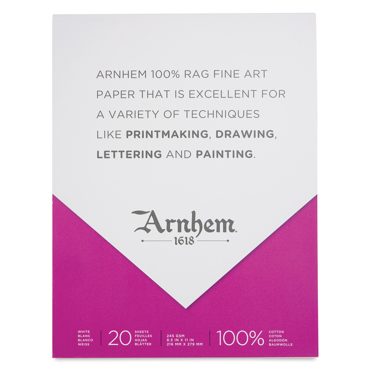 Arnhem 1618 Paper Pad by Speedball - White 8-1/2" x 11" 20 sheets