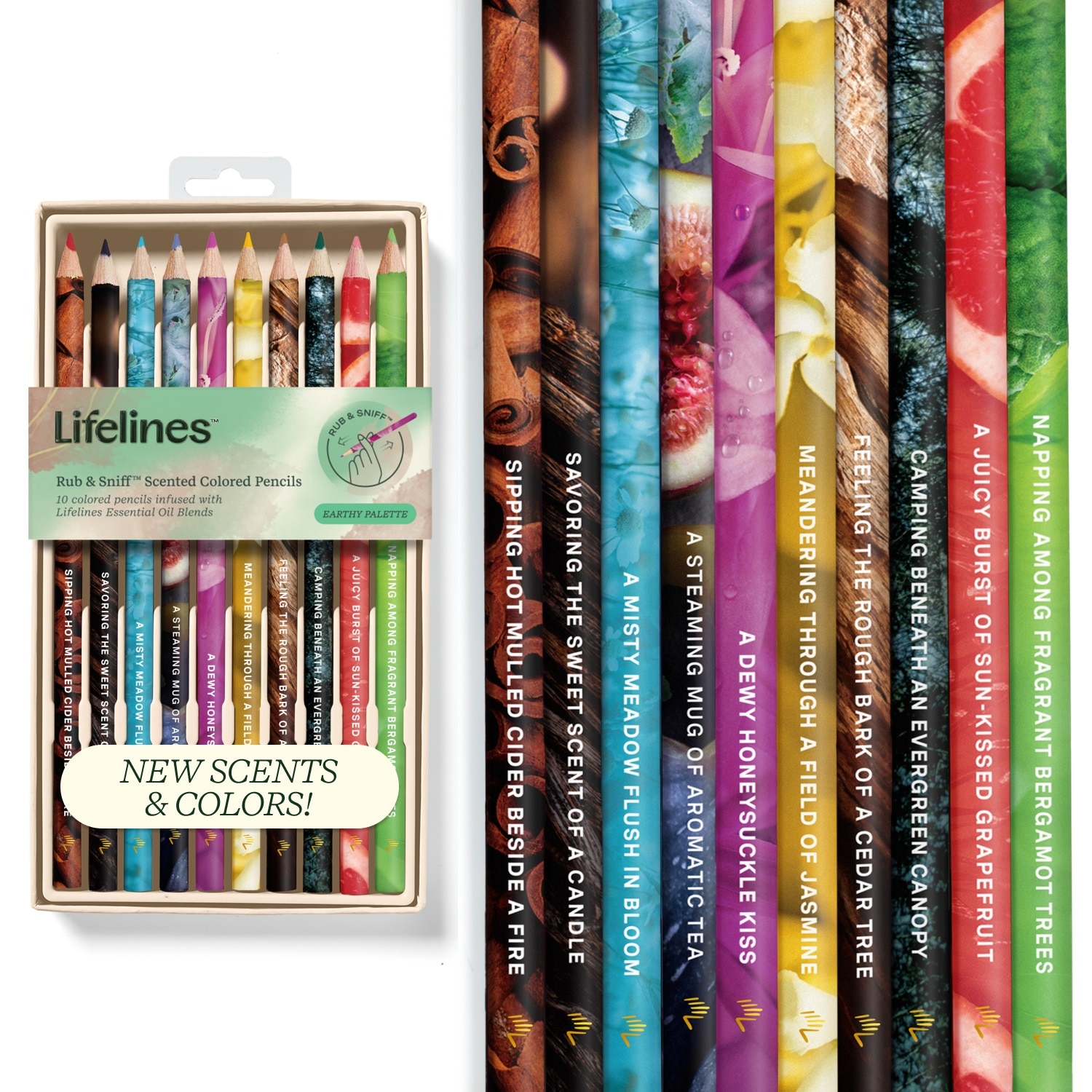 Lifelines Rub & Sniff Scented Colored Pencils - Earth Tones 10 Pack