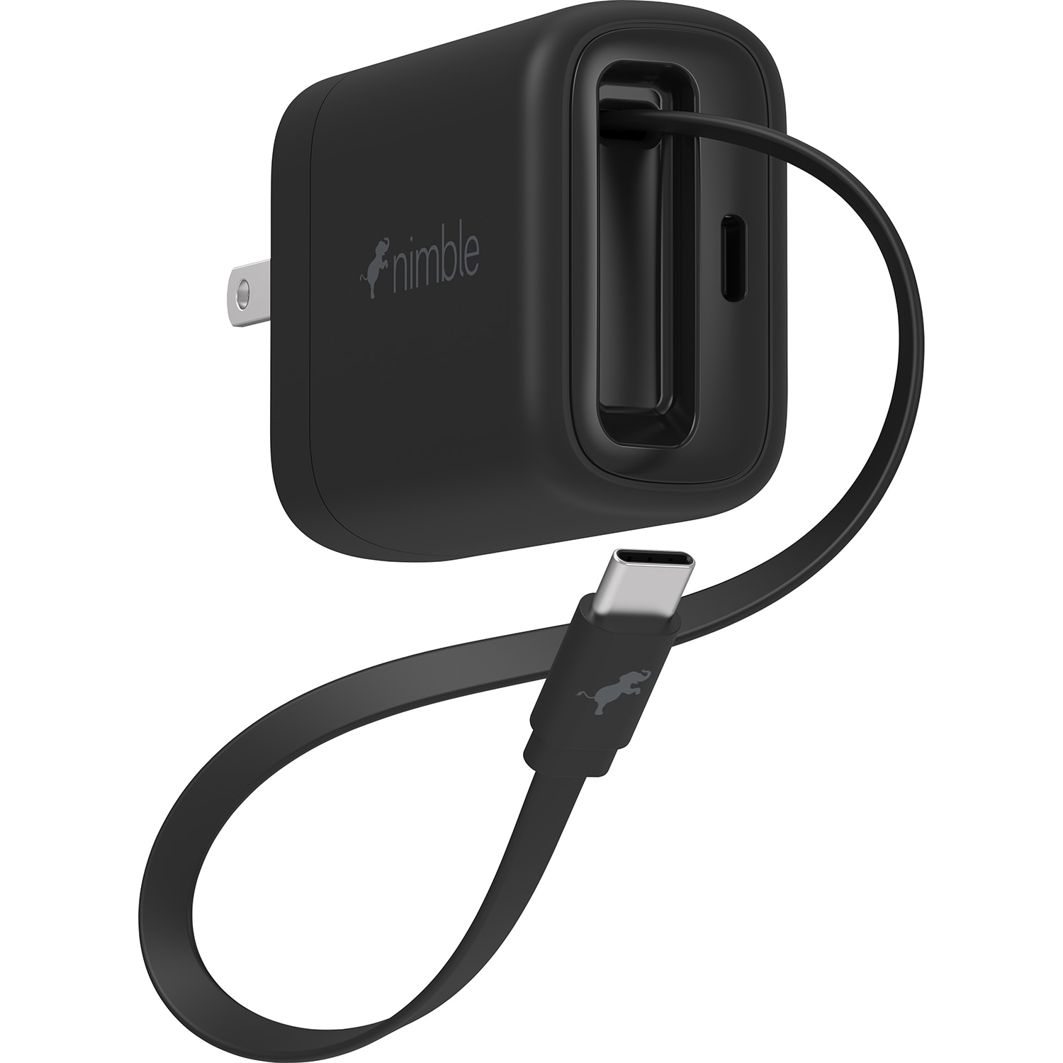 Nimble WALLY Stretch Retractable Wall Charger-20W USB-C Black