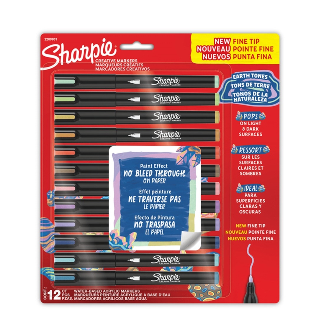 Sharpie Creative Markers Water-Based Acrylic Brush Tip Earth Tones 12pk