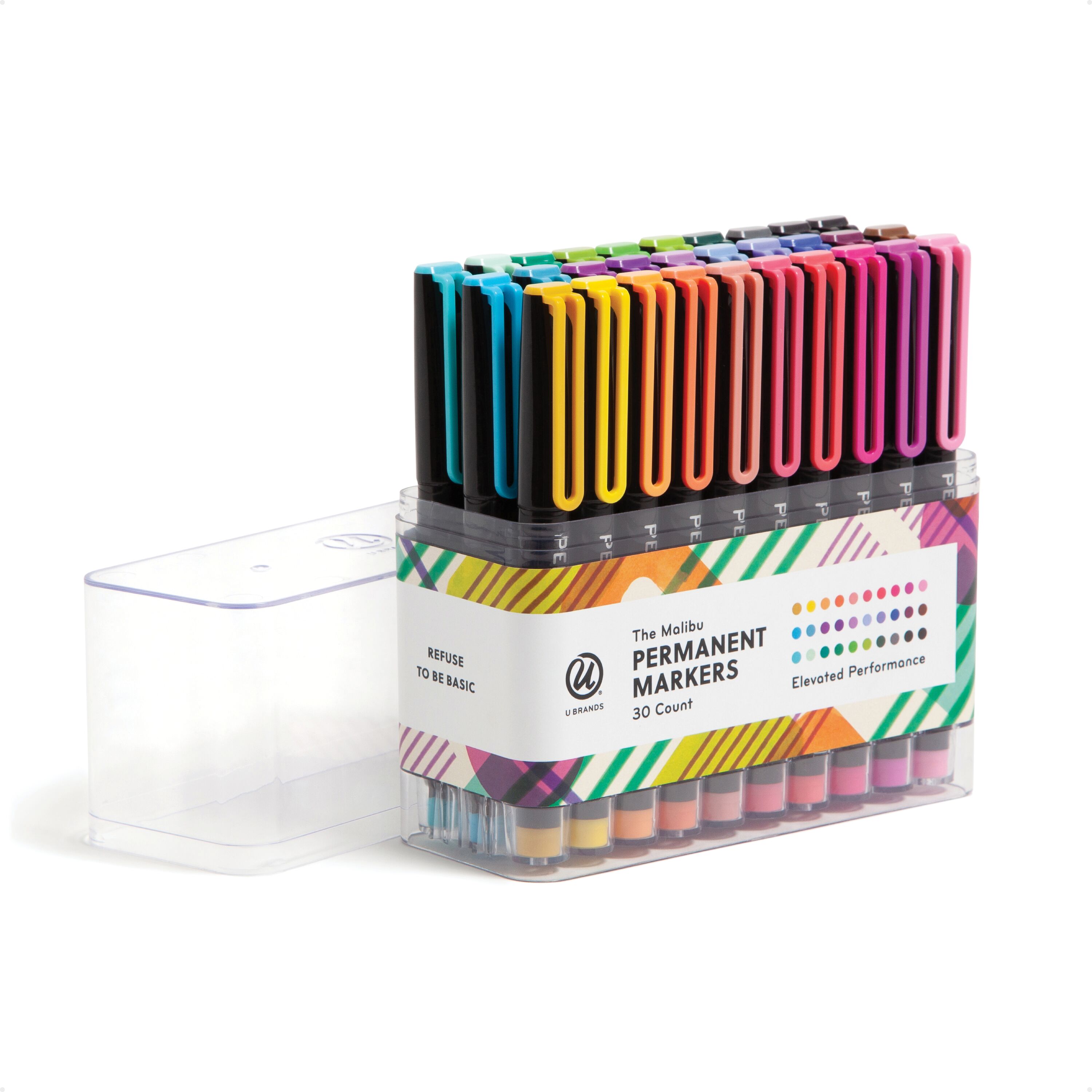 U Brands Malibu Permanent Markers Set of 30 Assorted Colors Acrylic Case