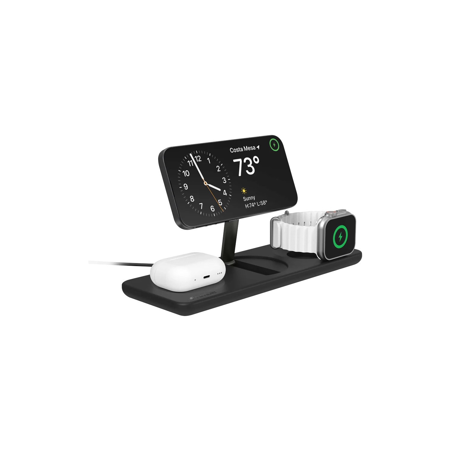 Nimble Podium 3in1 Qi2 Wireless Charger- 15W black